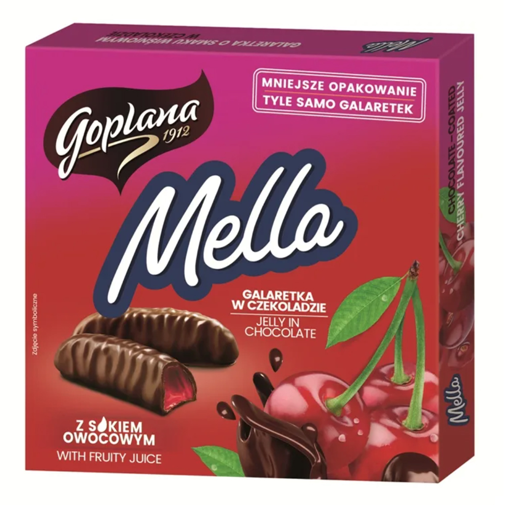 Chocolate Glazed Cherry Jelly Candy, Goplana Mella, 190g.jpg