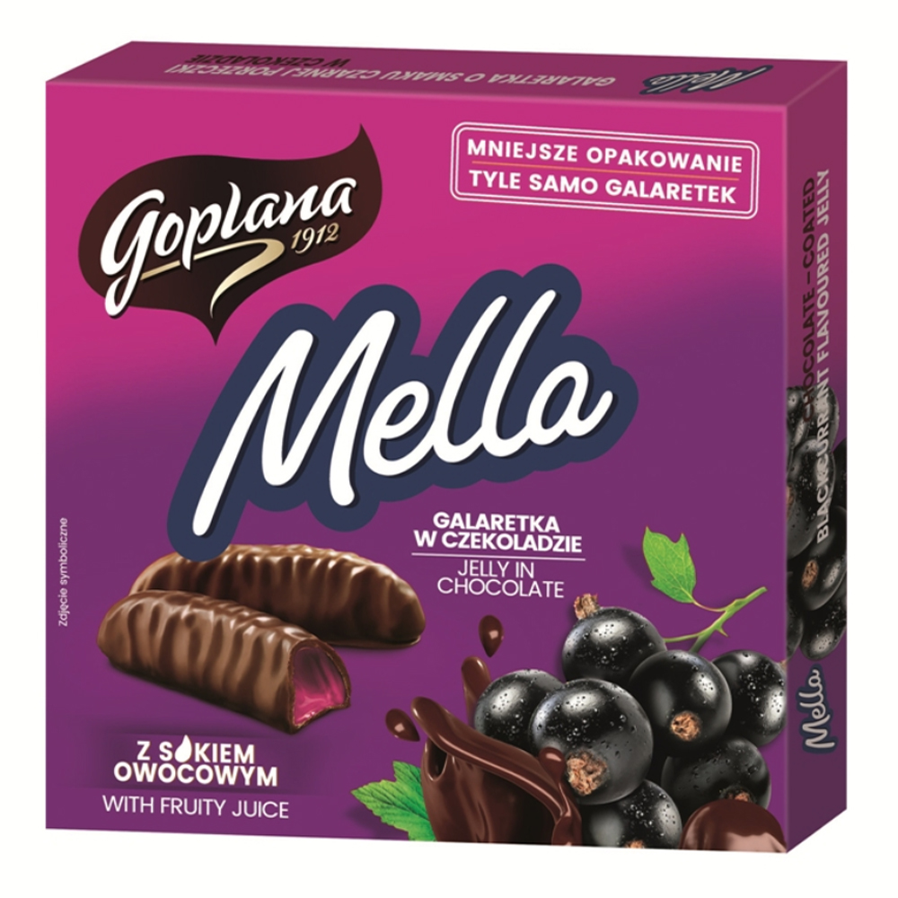Chocolate Glazed Black Currant Jelly Candy, Goplana Mella, 190g.jpg